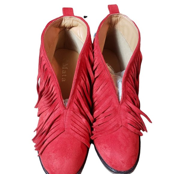 Womens RED Center Cut Fringe Ankle Booties. Size 11 - Picture 2 of 9